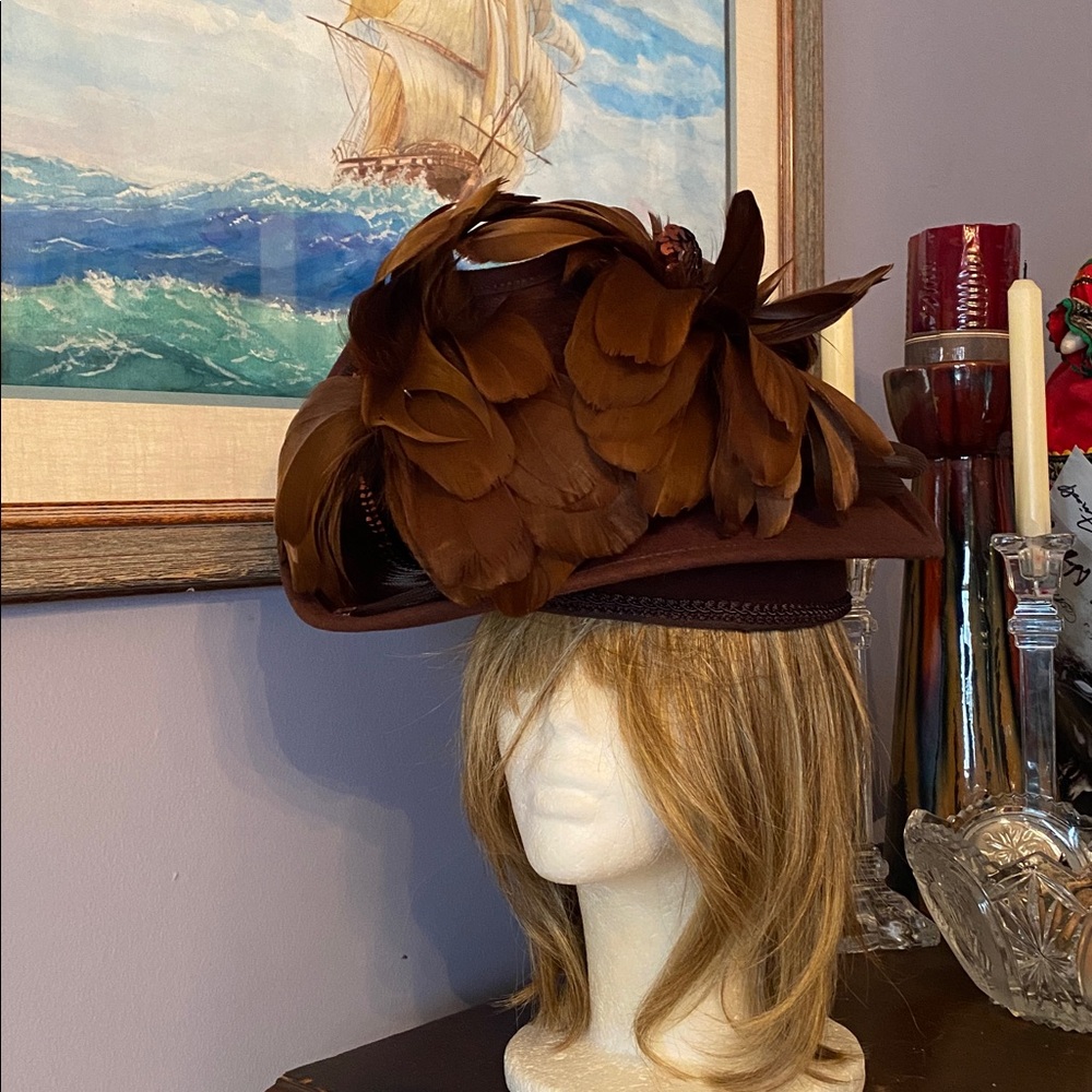 Brown color Deborah brand by WPL church style hat with decor